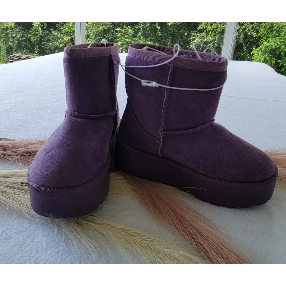 NWT Mudd Purple Faux Suede‎ Ankle Boots Booties Fur Lined Size 11 Girls Toddler